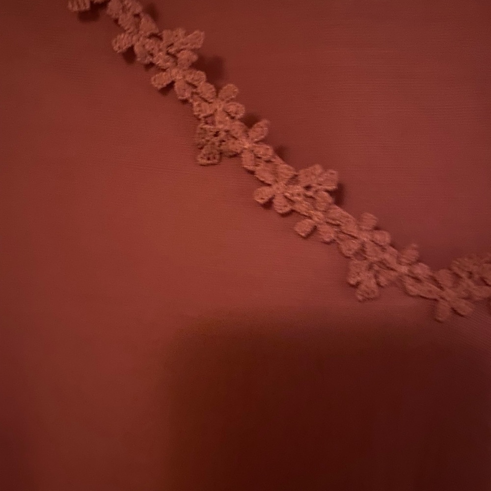 BloomChick Dusty Rose Shirt with Lace Sleeves Lace Sleeves. - Picture 5 of 8